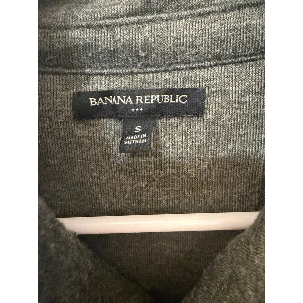 Banana Republic Mens Shawl Collar Pullover Sweater Heathered Olive Green Small